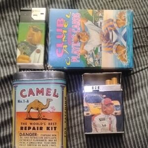 Camel Playing Cards and Repair Kit Set Along With 2 Lighters